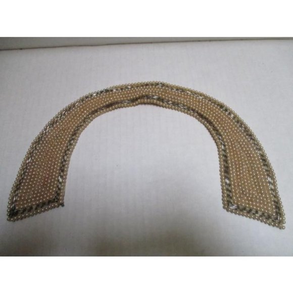 *Cream And Silver Metallic Vintage Pearl Beaded Collar Scarf - Picture 2 of 7